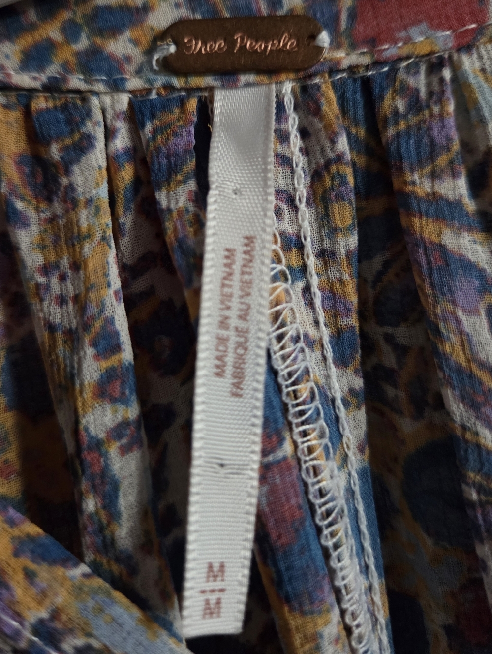 Free People Feelin Groovy Maxi Dress Boho Floral Sheer Tiered Prairie Midi M - Picture 7 of 10
